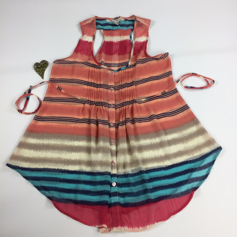American Rag Sheer Tank Top MEDIUM Hi Low Hem